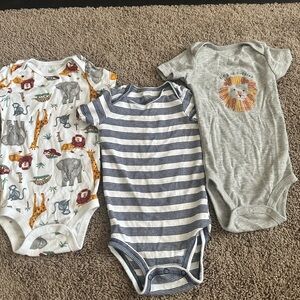 Striped Blue and White Baby Bodysuit